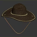 Brown Wide Brim Hat With Leather Strap Daily Life Accessory For Outdoor Activities