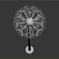 Dandelion Plant With Silver Stem And White Fluffy Seed Head Against Gray Background