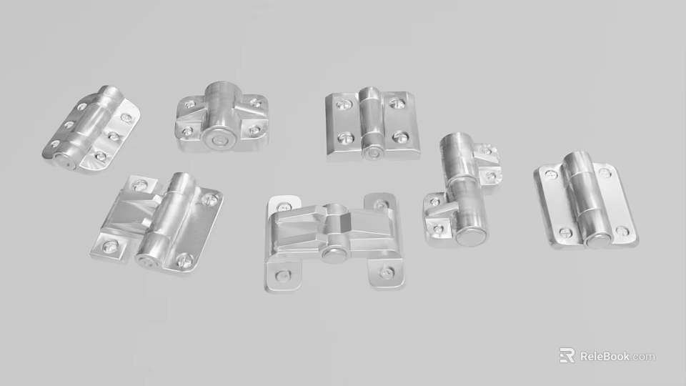 Industrial Metal Hinges With Various Types Durable Design And High Strength For Equipment 3d model 