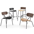 Modern Bar Stools Design With Metal Frames Wooden Backrests And Colored Seats
