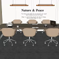 Modern Office Meeting Space Conference Table With Beige Chairs Laptop And Nature Peace Theme