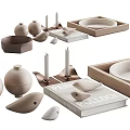 Minimalist Modern Decorative Ornament Set With Neutral Tones Bowls Vases And Bird Figurines