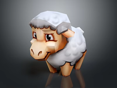 Cute Low Poly Cartoon Sheep With White Wool And Brown Face 3d model