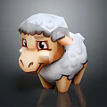Cute Low Poly Cartoon Sheep With White Wool And Brown Face 3d model