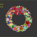 Green Christmas Wreath Plant Decorated With Red Bow Pine Cones And Ornaments