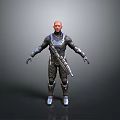 Sci Fi Warrior and Alien Creature Standing in Futuristic Armor with Tactical Weapon