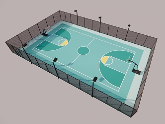 basketball court outdoor basketball court full court 3d model