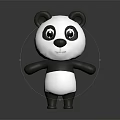 Cute Black And White Panda Doll With Big Eyes In Cartoon Standing Pose