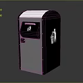 Modern Public Trash Can With Black Silver Body And Side Disposal Icon