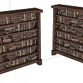 Two Traditional Wooden Bookcases With Multiple Shelves Filled With Books