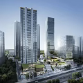 Modern High Rise Office Building with Glass Facade Greenery Urban Street View And Vehicles