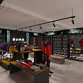 Modern Sportswear Clothing Store Interior With Display Racks Shoes And Apparel