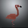 Red Flamingo Character With Stylized Geometric Low Poly Design And 3D Rendered Artwork