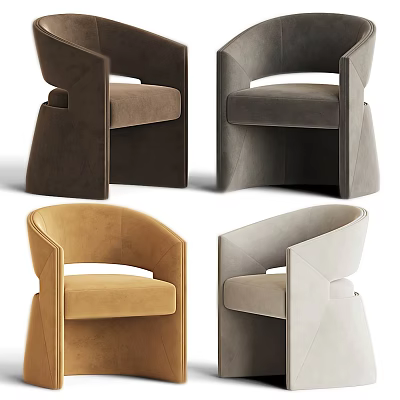 Modern Single Sofa With Curved Backrest And Plush Comfortable Seat In Various Colors 3d model