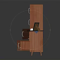 Wooden Cabinets With Drawers High And Low Units Featuring Laptop Cup And Plate