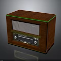 Vintage Electronic Radio with Wooden Exterior Green Trim and Classic Front Panel Control Knobs