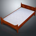 Classic Wooden Double Bed Frame With Turned Posts White Quilted Mattress Design
