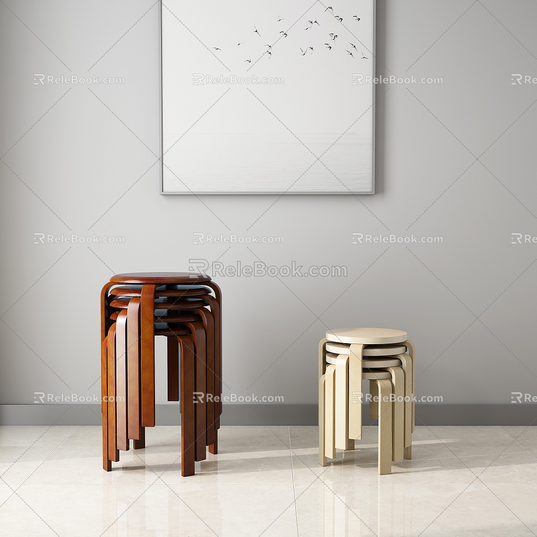 Simple small stool chair 3d model 3d model