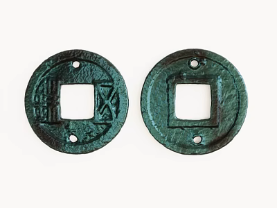 Chinese-style Round Five-baht Coin 3d model Chinese-style Round Five-baht Coin 3d model