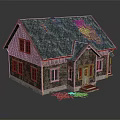 Abandoned Old House Featuring Damaged Roof Shingles Exposed Wooden Beams Weathered Siding and Debris