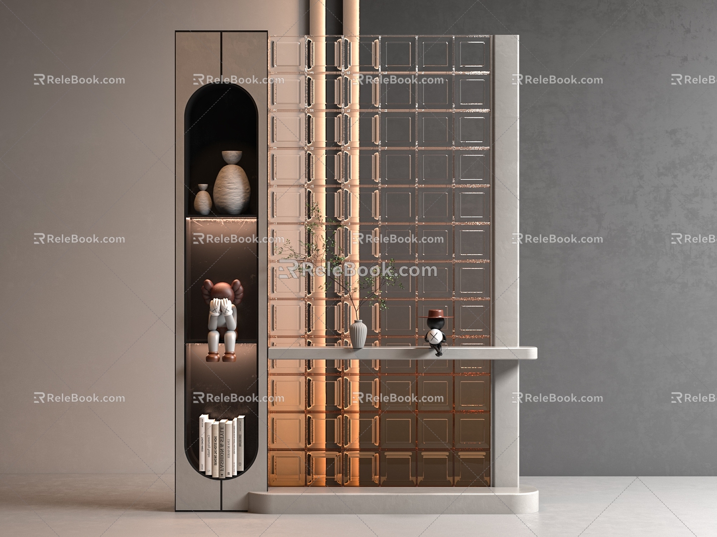 Modern glass brick partition 3d model