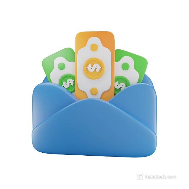 Decorative Ornament Set Featuring Orange White Green Pieces and Eye Like Patterns in Blue Envelope 3d model 