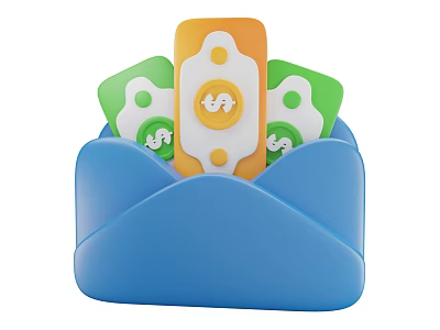 Decorative Ornament Set Featuring Orange White Green Pieces and Eye Like Patterns in Blue Envelope 3d model