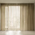 Elegant Light Beige Sheer Curtains For Modern Window With Natural Light Filtering Design 3d model
