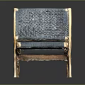 Modern Wooden Frame Leisure Chair With Blue Woven Seat And Backrest