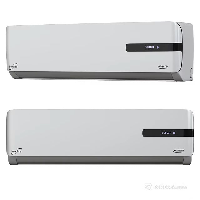 White Wall Mounted Air Conditioner Two Units With Digital Display Panel Home Use 3d model