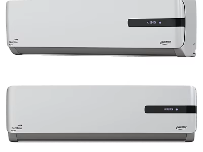 White Wall Mounted Air Conditioner Two Units With Digital Display Panel Home Use 3d model