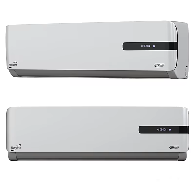 White Wall Mounted Air Conditioner Two Units With Digital Display Panel Home Use 3d model