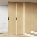 Light Wood Sliding Door With Black Handles In Modern Room Interior Design