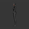 Game Movie Female Character In Black Tight Fitting Suit With Cat Ear Headpiece