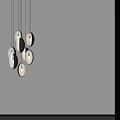 Modern Metallic Chandelier With Circular Pendants In White Background Display Area