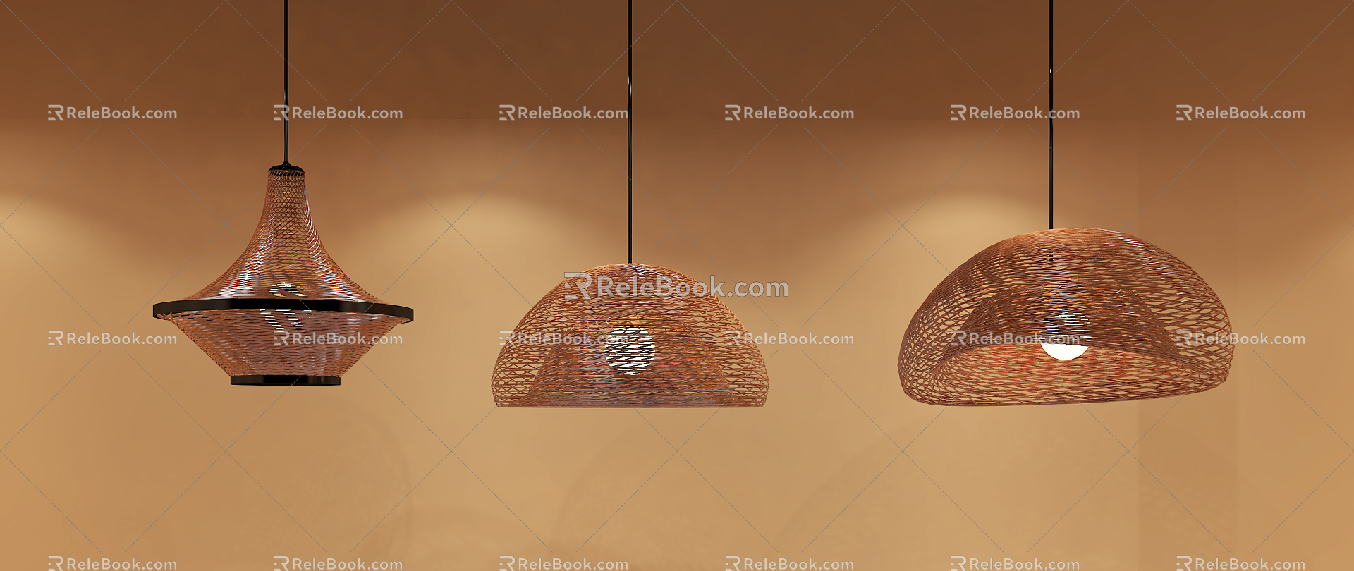 Southeast Asia chandelier rattan lamp 3d model