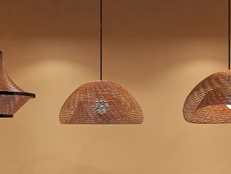 Southeast Asia chandelier rattan lamp 3d model