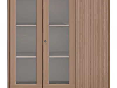Wooden Filing Cabinet With Glass Doors And Storage Shelves Modern Design 3d model