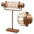 Vintage Industrial Table Lamp With Bronze Metal Double Glass Shades And Sturdy Base
