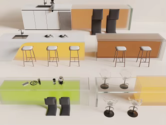 Acrylic Bar Chair Glass Bar Table Chair 3d model