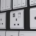 White Electrical Switch Panels Various Types With Sockets And USB Ports 3d model