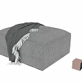 Pink and Gray Corduroy Ottomans with Fringed Blanket for Living Space Decor