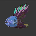 Futuristic Spiked Purple Blue Weapon With Glowing Components And Sleek Structure