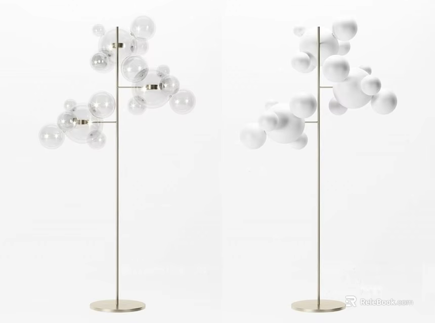 Modern Floor Lamps With Spherical Glass Shades And Metal Stand Design 3d model 