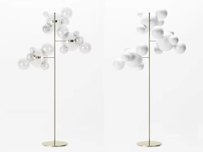 Modern Floor Lamps With Spherical Glass Shades And Metal Stand Design 3d model