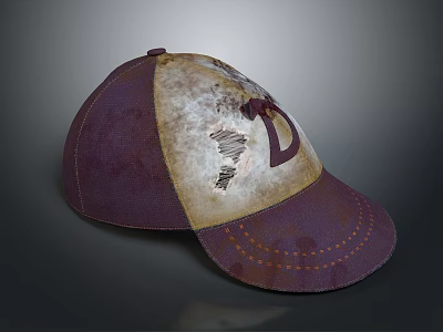 Stylish Purple And Beige Baseball Cap With Letter D Textured Decorative Design 3d model