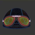 Weapon Themed Brown Leather Helmet With Silver Frame Orange Lens Goggles