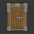 Sturdy Wooden Door With Metal Corners And Elegant Decorative Lock Details