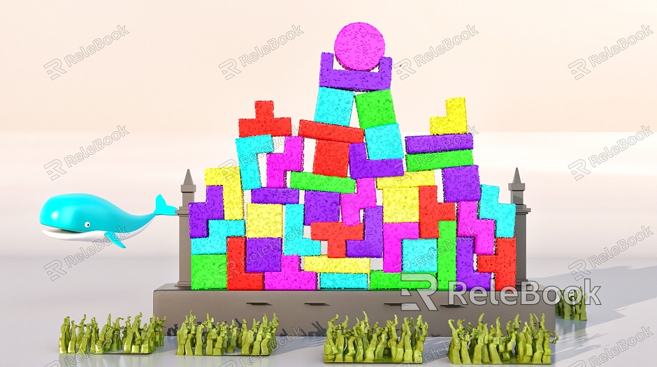 Tetris decoration US Chen cartoon whale model