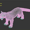 Snow Leopard 3D Model With Gray White Fur Black Spots Open Mouth Black Background